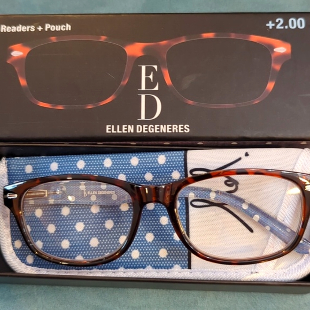 Ellen DeGeneres Tortoise Shell Reading Glasses, Brea Demi. +2.00.  NWT